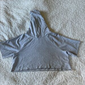 Cropped short sleeved Gray Women's Hoodie by Offline by Aerie size small